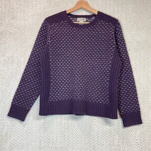 L.L. Bean women's purple classic lambswool birdseye knit sweater size M